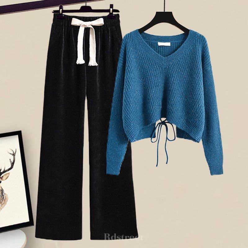 ブルー/セーター+ブラック/パンツ